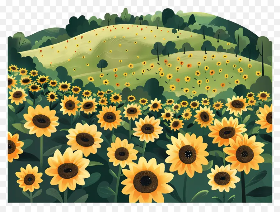 Champ De Tournesol，Tournesols PNG