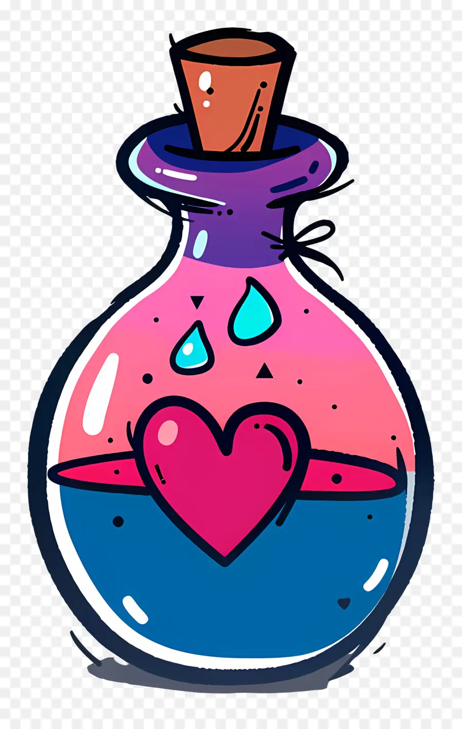 Potion De Dessin Animé，Bouteille En Forme De Coeur PNG