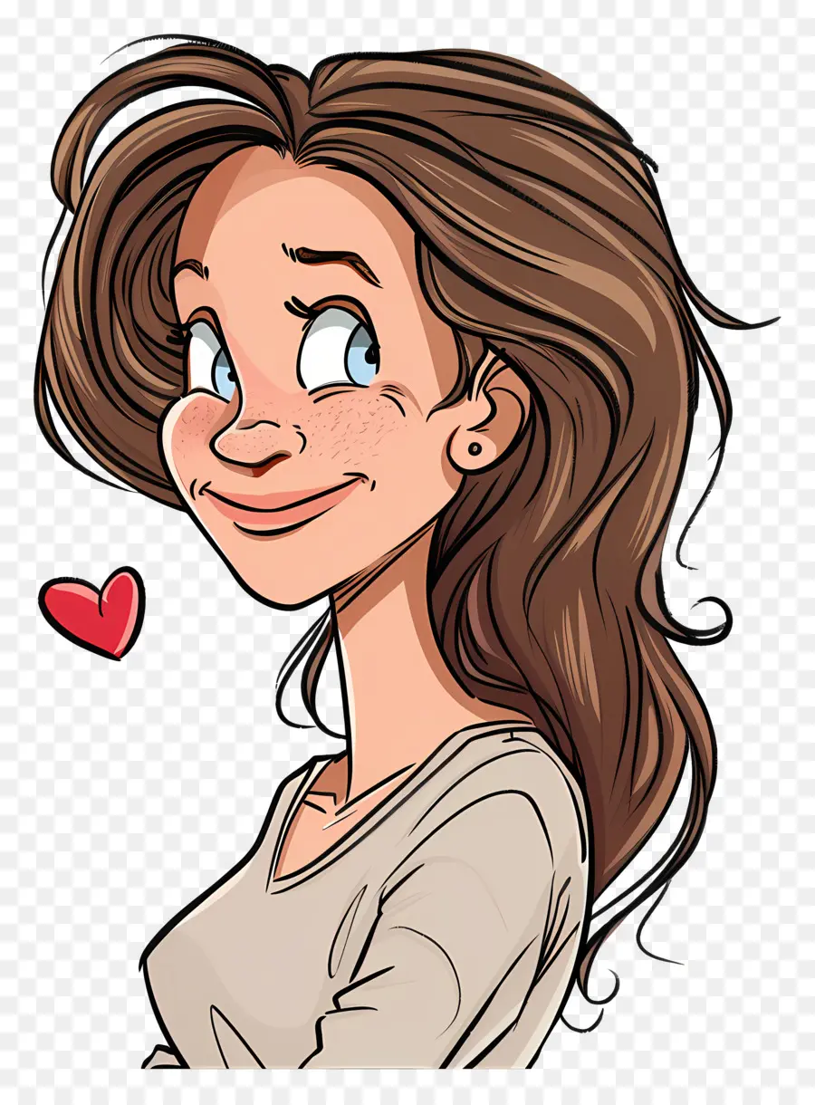 Femme Souriante，Fille De Dessin Animé PNG