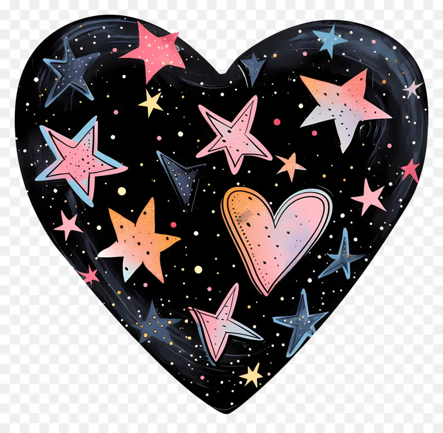 Cœur Avec Des étoiles，Heartshaped Ballon PNG