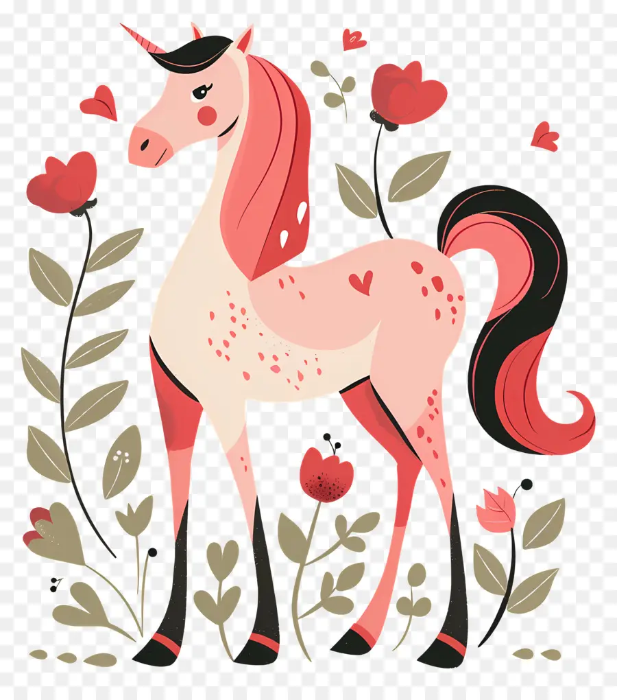 Dessin Animé Cheval，Rose Licorne PNG