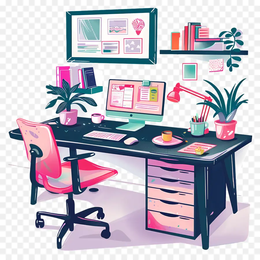 Bureau Moderne，Décor De Bureau à Domicile PNG