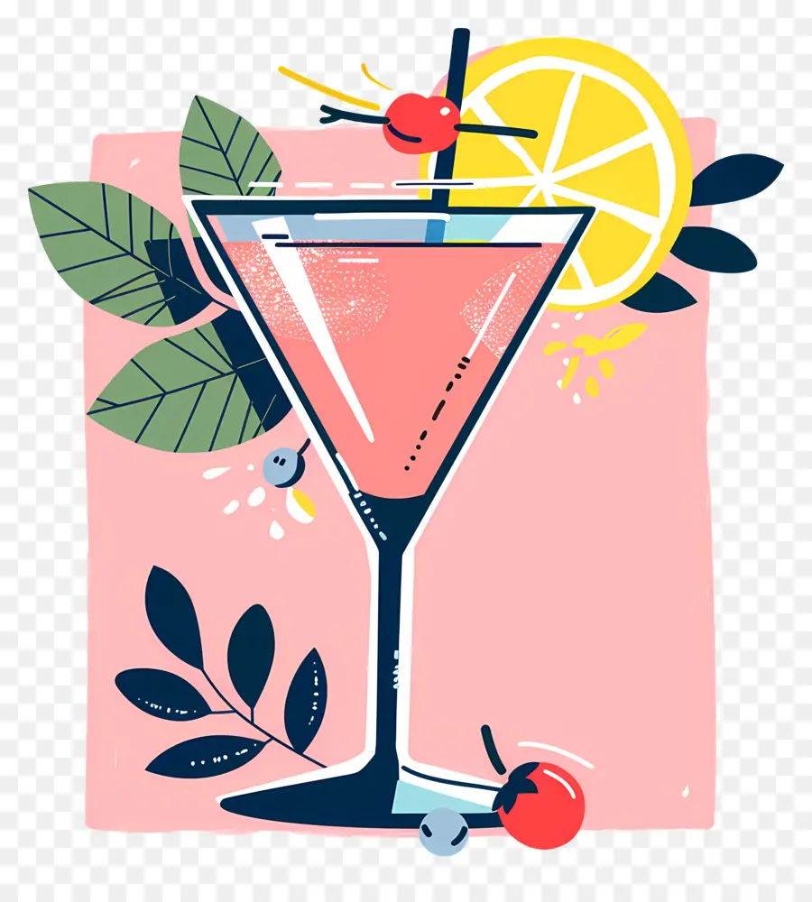 Dessin Animé Cocktail，Rose Cocktail PNG