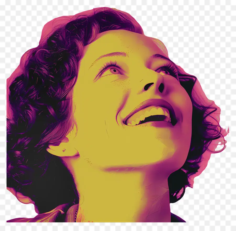 Femelle Souriante，Les Cheveux Bouclés PNG