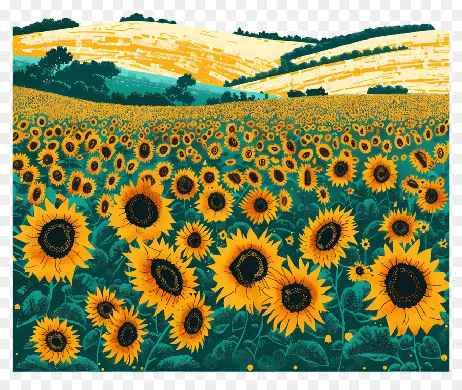 Champ De Tournesol，Tournesols PNG