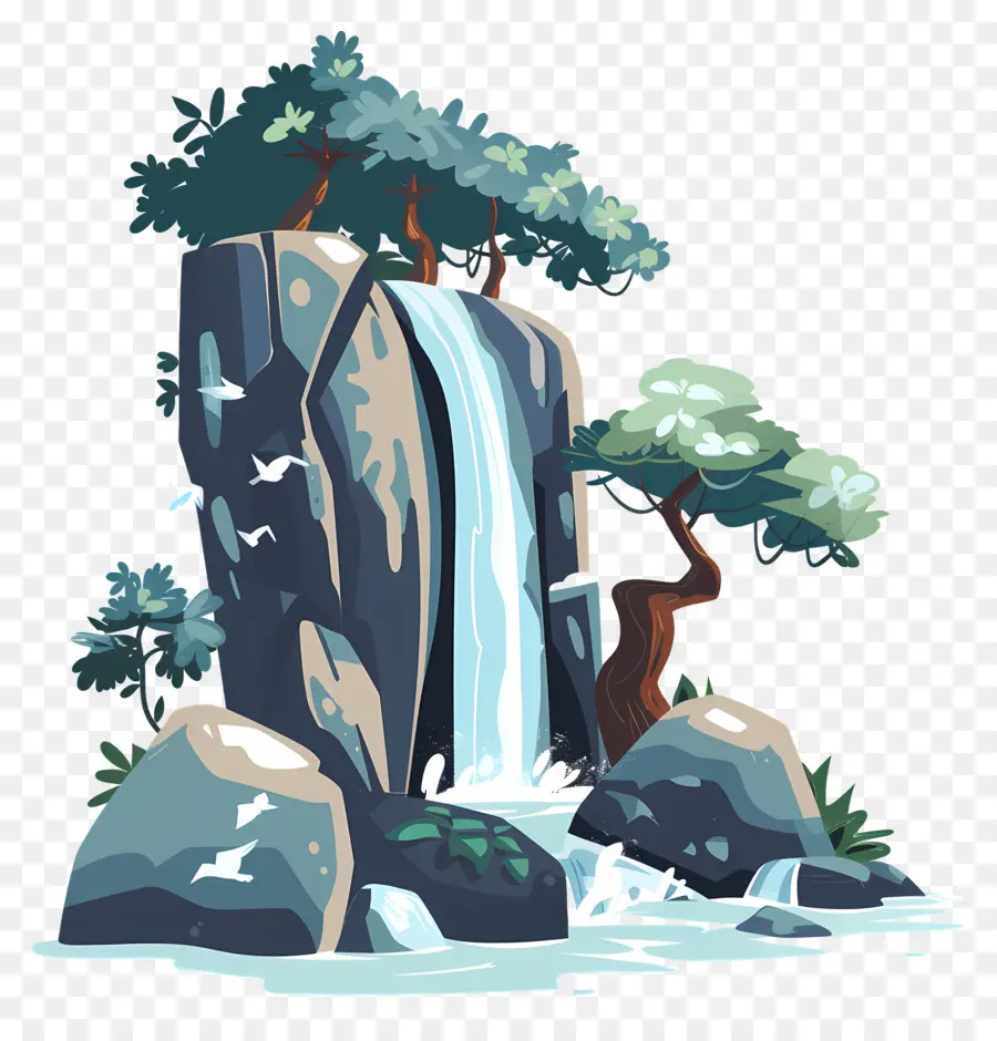 Chute D'eau，Les Arbres PNG