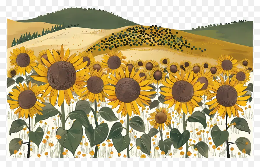 Champ De Tournesol，Tournesols PNG