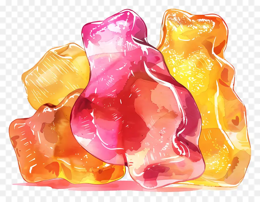 Bonbons Gélifiés，Peinture à L'aquarelle PNG