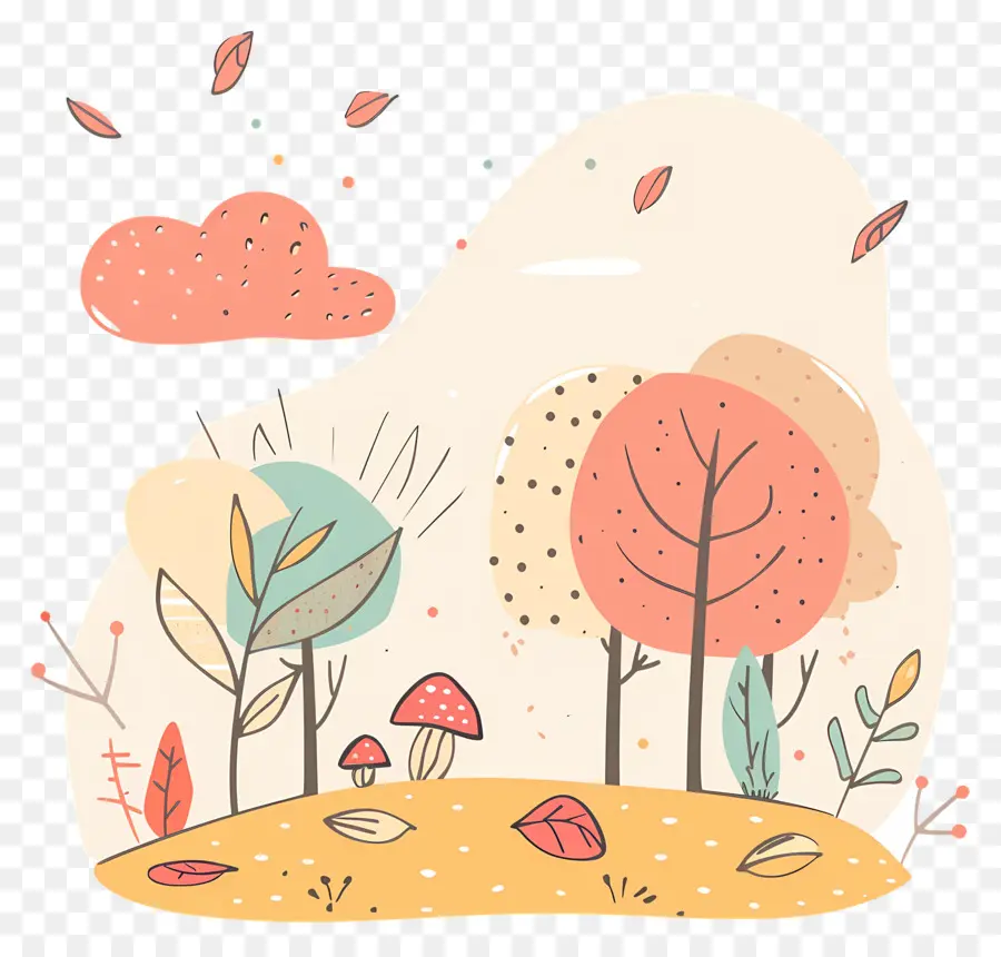 Doodle Automne，Feuillage D'automne PNG