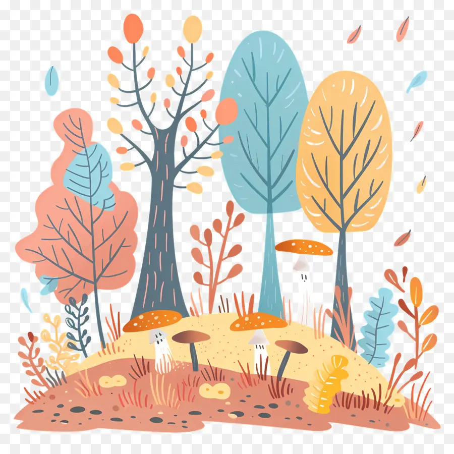 Doodle Automne，La Forêt PNG