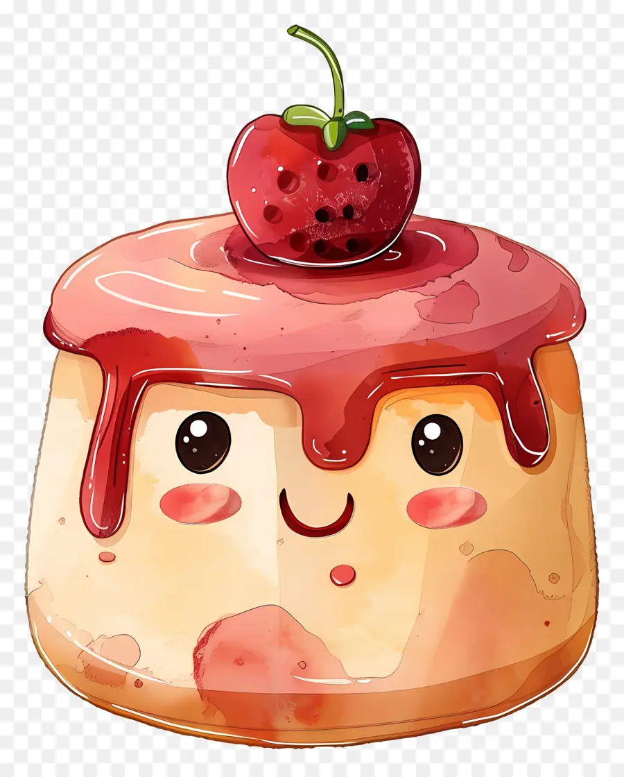 Pudding Kawaii，Peinture à L'aquarelle PNG