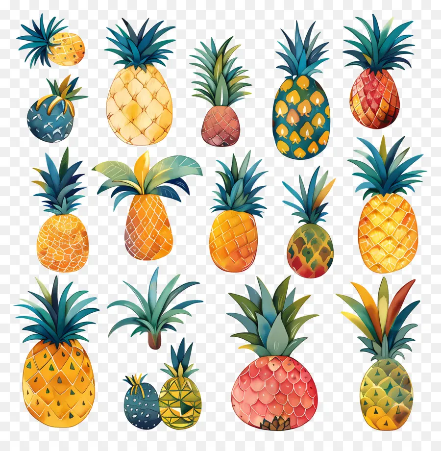 L'ananas，Peinture à L'aquarelle PNG