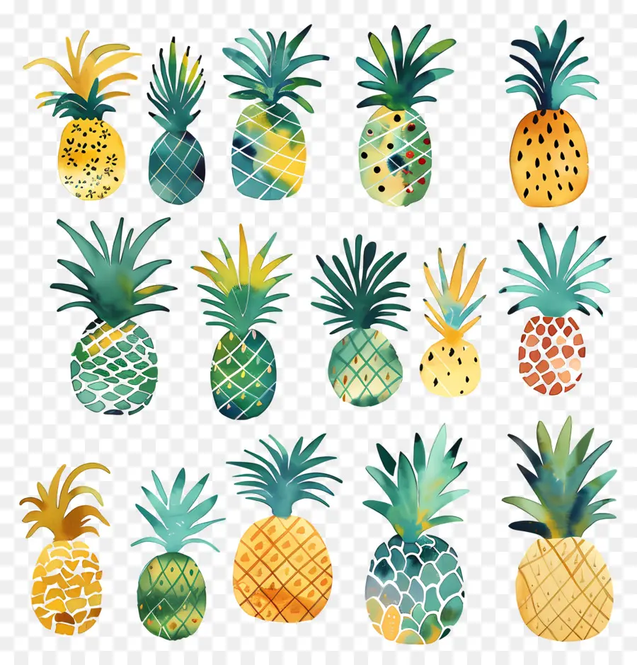 L'ananas，Peinture à L'aquarelle PNG