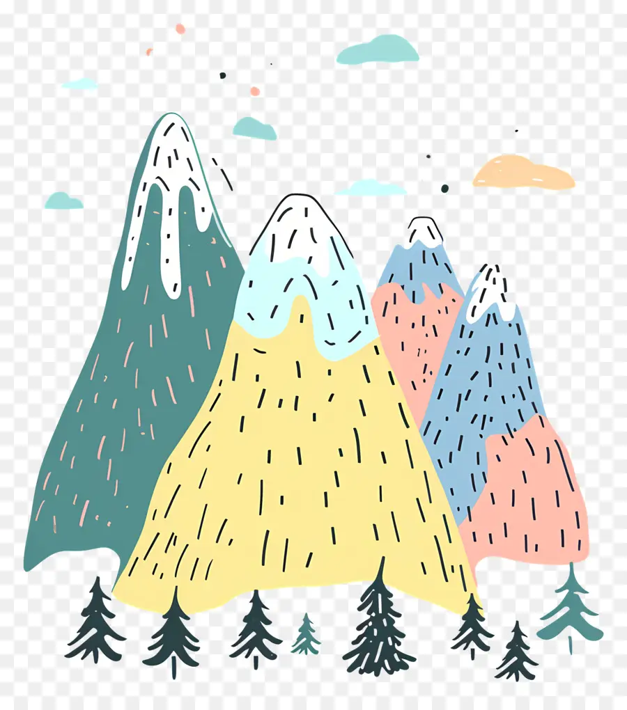 Mountain De Doodle，Montagnes PNG