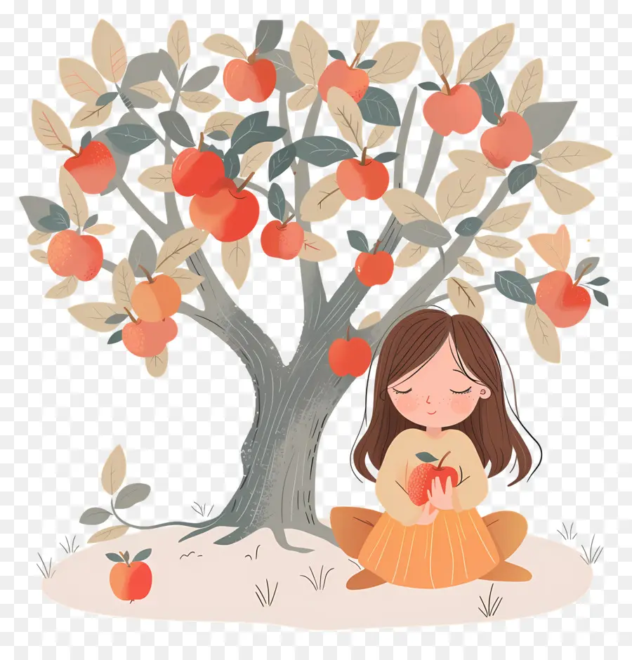 Fille Sous Pommier，Jeune Fille PNG