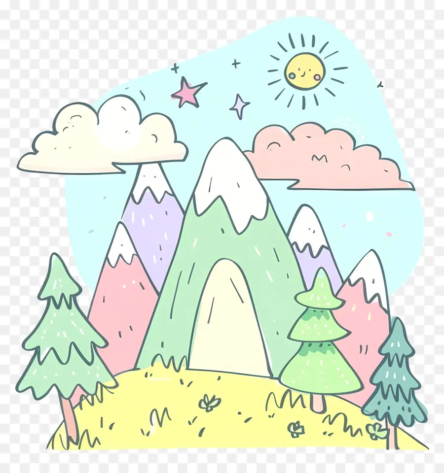 Mountain De Doodle，Paysage De Montagne PNG