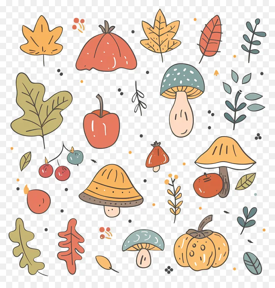 Doodle Automne，Feuilles D'automne PNG