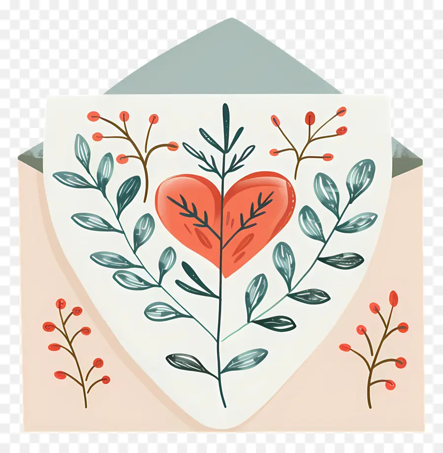 Enveloppe Romantique，Feuille En Forme De Cœur PNG