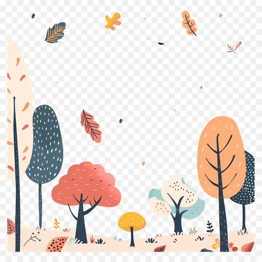 Doodle Automne，La Forêt PNG