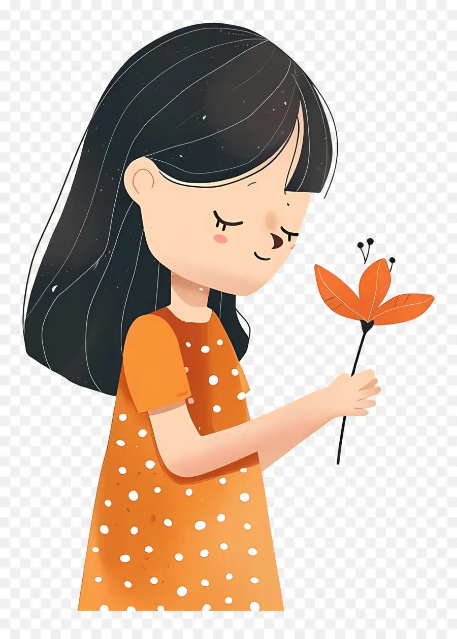 Fille Tenant Une Fleur，Fille PNG