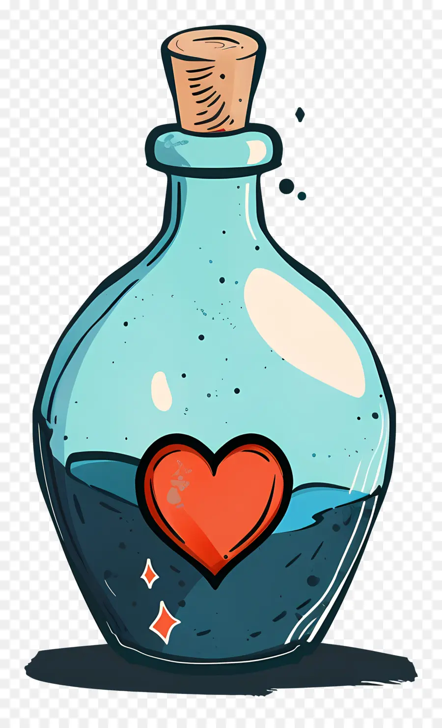 Potion De Dessin Animé，Bouteille En Forme De Coeur PNG