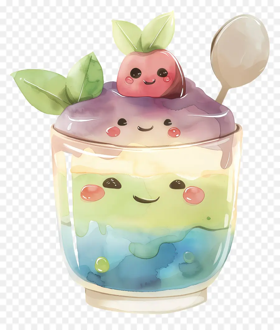 Pudding Kawaii，Crème Glacée PNG