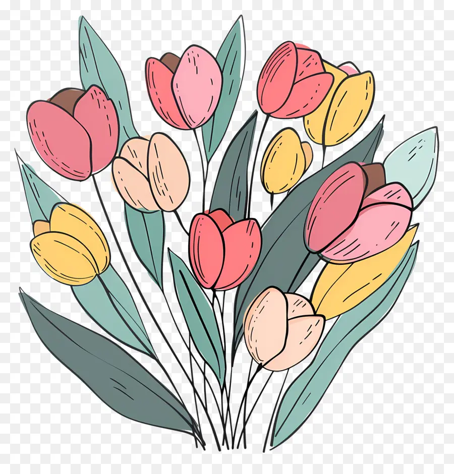 Bouquet De Tulipes，Les Tulipes PNG