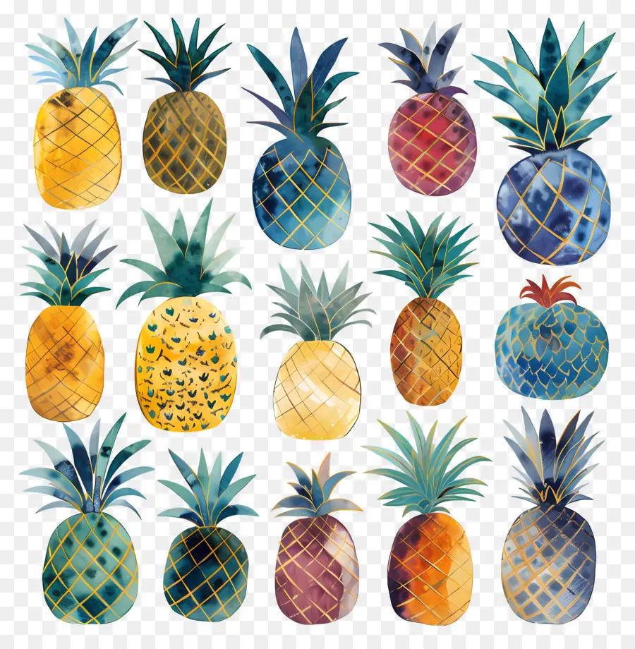 L'ananas，Ananas Colorés PNG