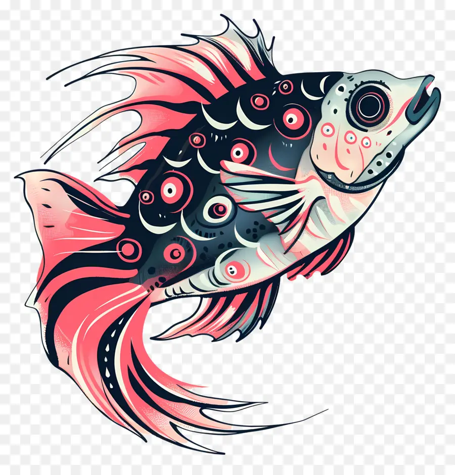 Les Poissons Clipart，Poisson Rouge Et Noir PNG