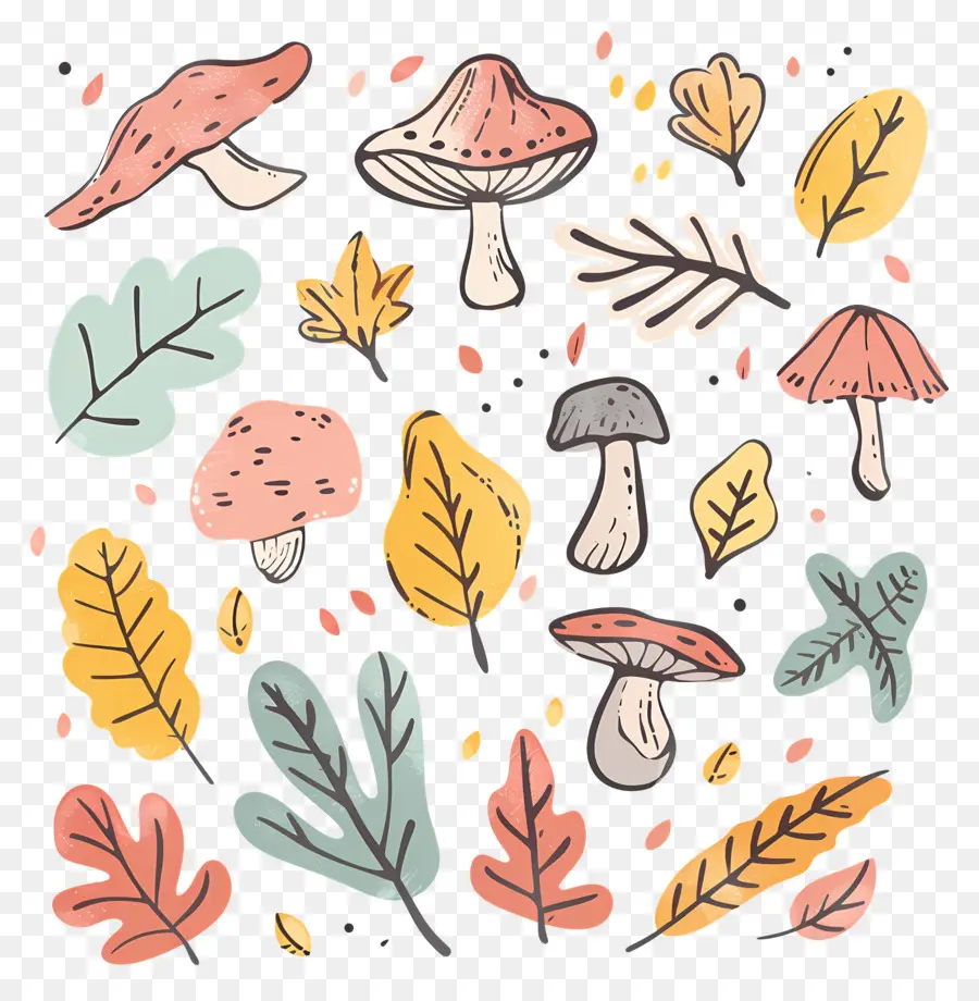 Doodle Automne，Champignons PNG