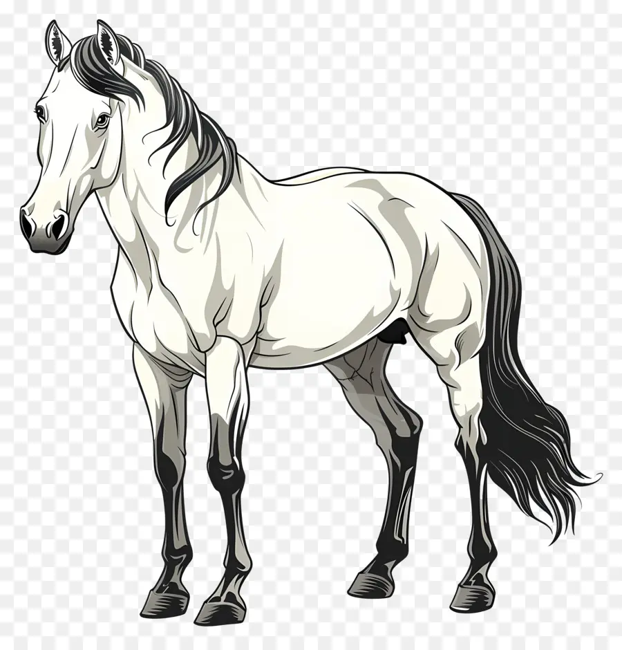 Dessin Animé Cheval，Cheval Blanc PNG