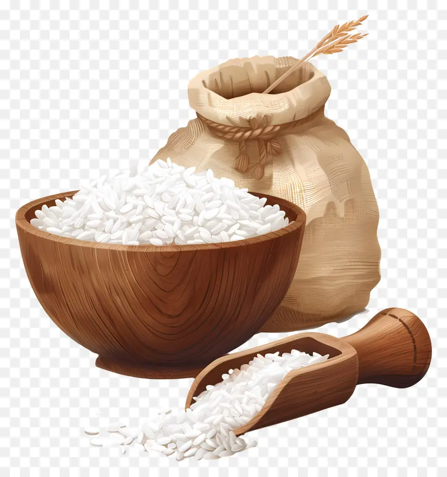 Riz，Bol En Bois PNG