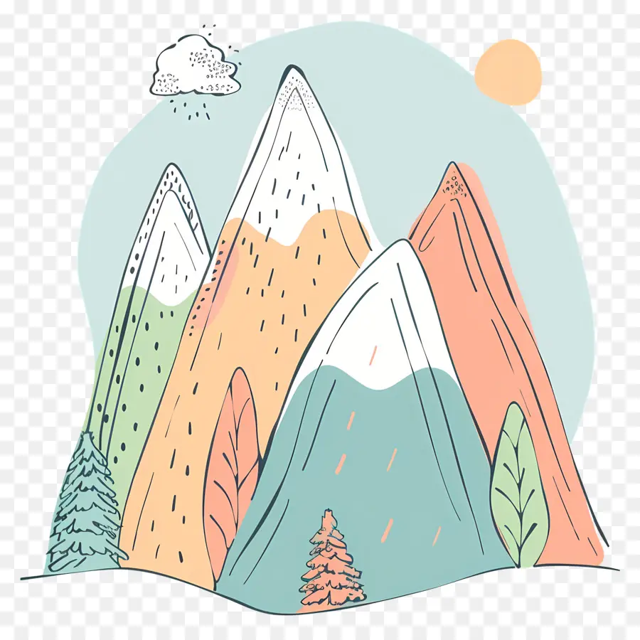 Mountain De Doodle，Paysage De Montagne PNG