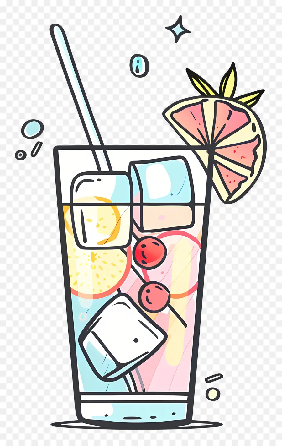 Cocktail Doodle，Pamplemousse PNG