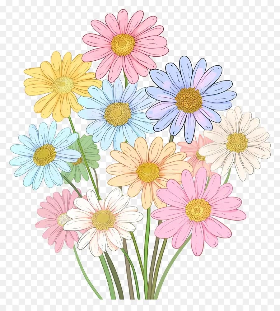 Bouquet Marguerite，Fleurs En Papier PNG