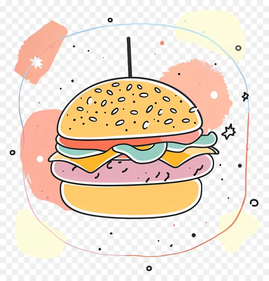 Doodle Burger，Art Alimentaire Abstrait PNG