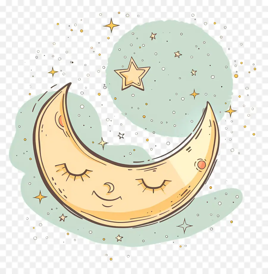 Doodle Lune，Croissant De Lune PNG