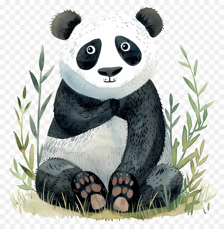 Dessin Animé De Panda，Illustration Aquarelle PNG