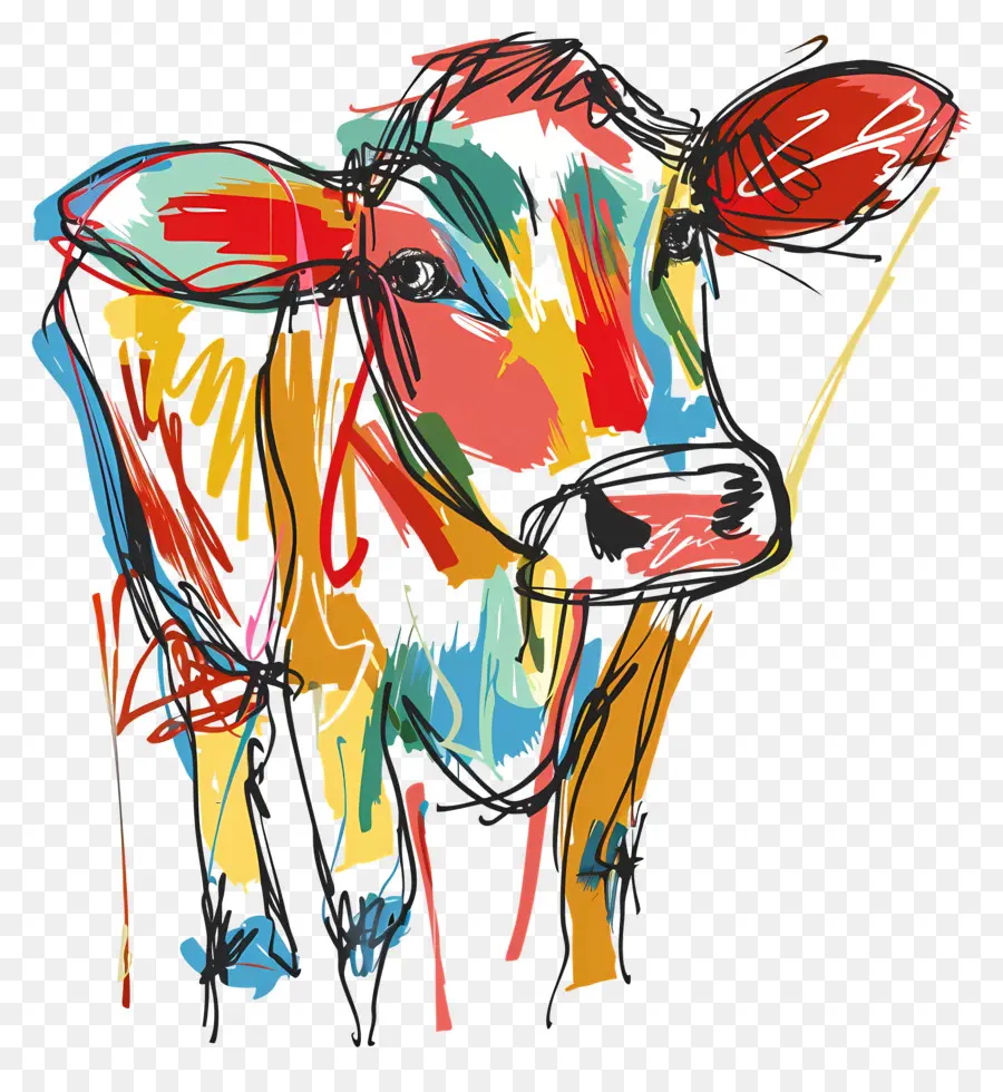 Vache，Peinture Colorée PNG