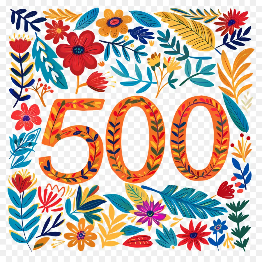 Numéro 500，Design Floral PNG