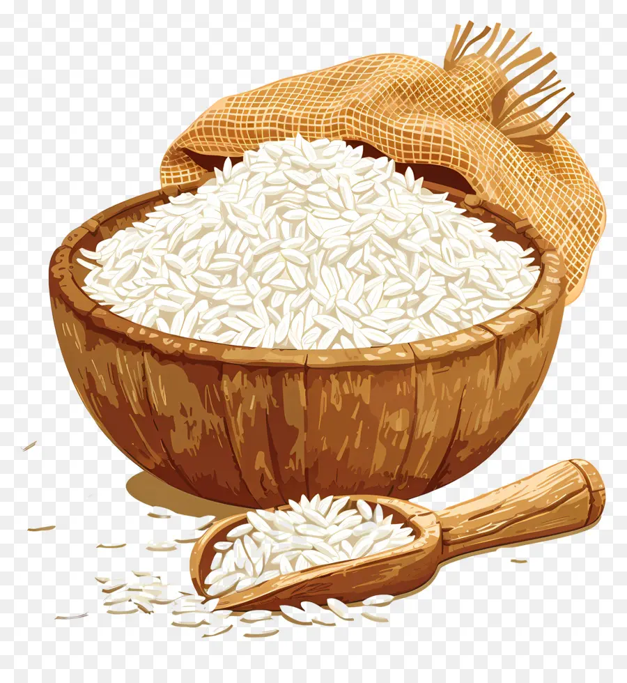 Riz，Bol En Bois PNG