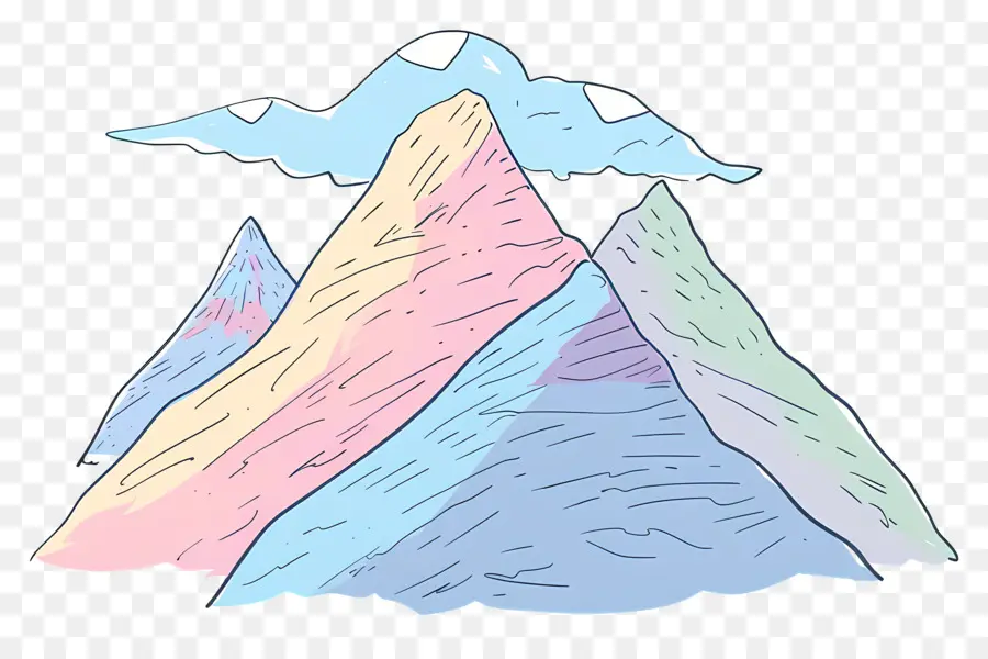 Doodle Mountain，Montagnes Couronnées De Neige PNG