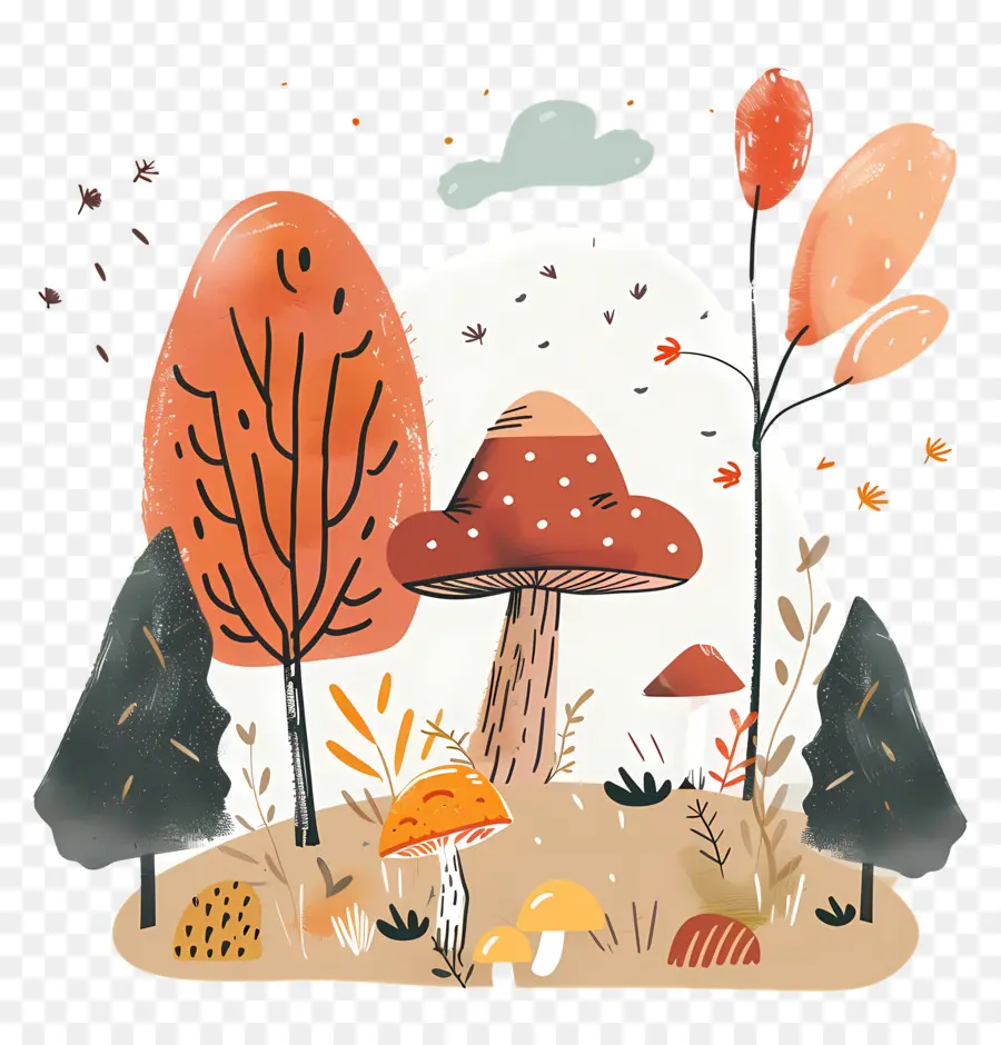 Doodle Automne，La Forêt PNG