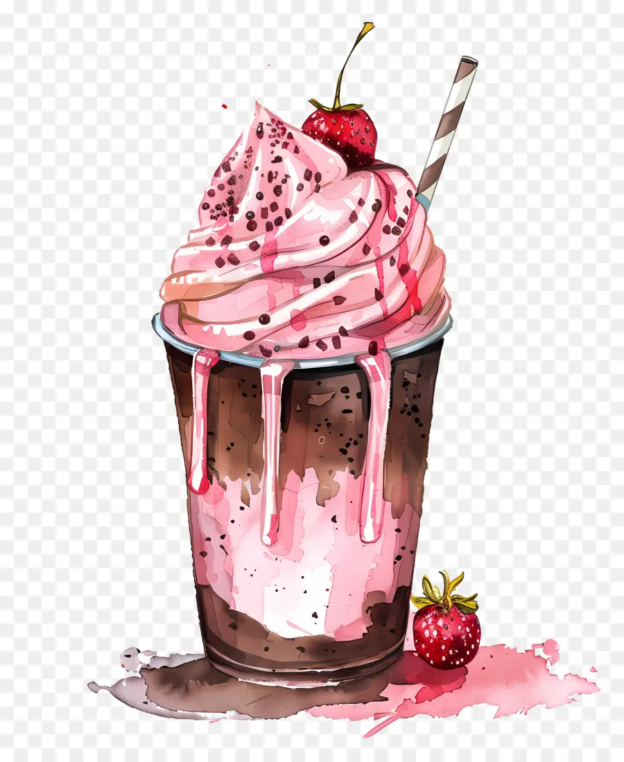 Tasse De Milkshake，Milk Shake Aux Fraises PNG