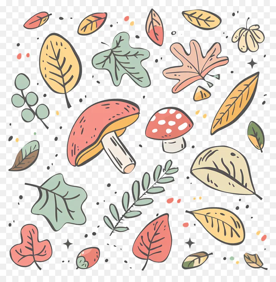 Doodle Automne，Les Feuilles De L'automne PNG