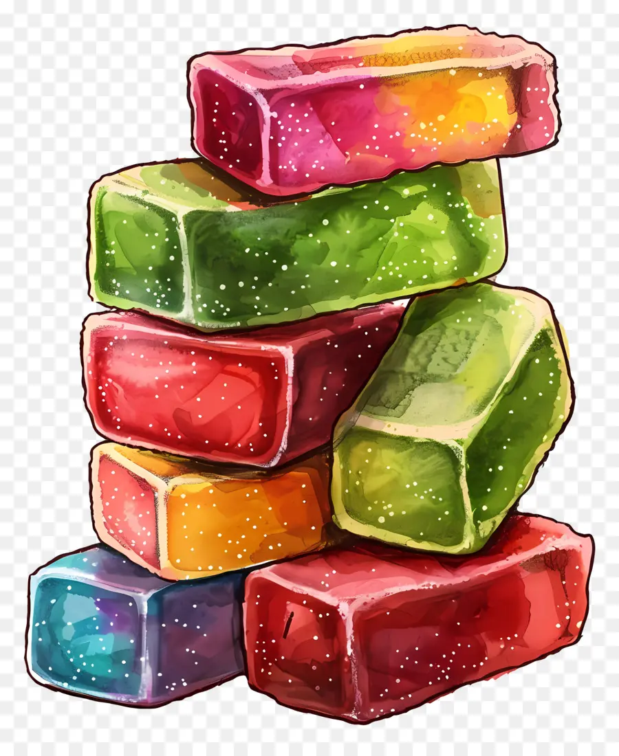 Bonbons Gélifiés，Cubes Colorés PNG