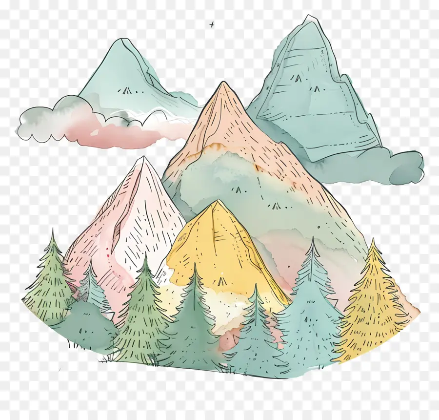 Doodle Mountain，Montagne PNG