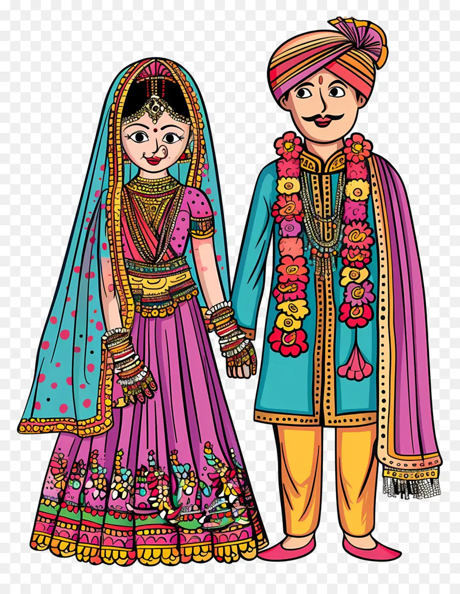 Mariage Indien，Indienne Mariée Et Le Marié PNG