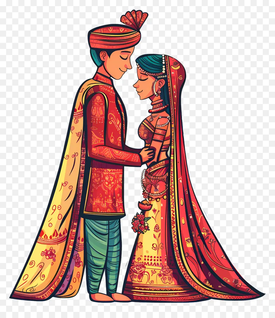 Mariage Indien，Indienne Mariée Et Le Marié PNG