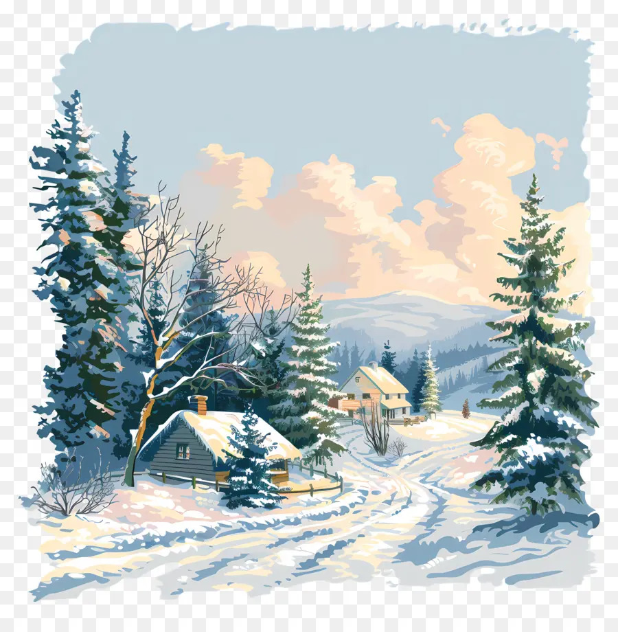 Paysage D'hiver，Paysage D'hiver Enneigé PNG